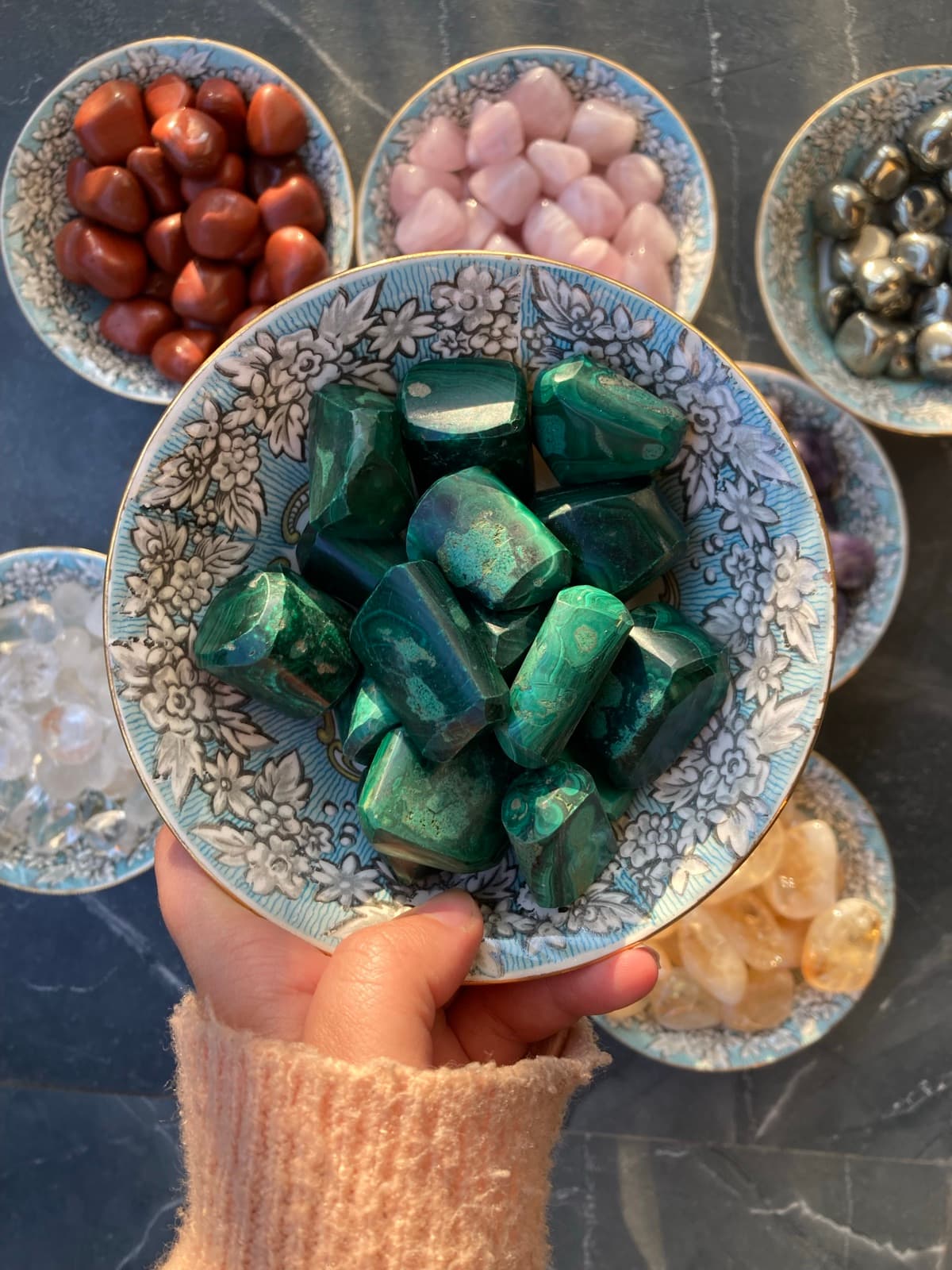 Malachite Tumbled Stones alternate view