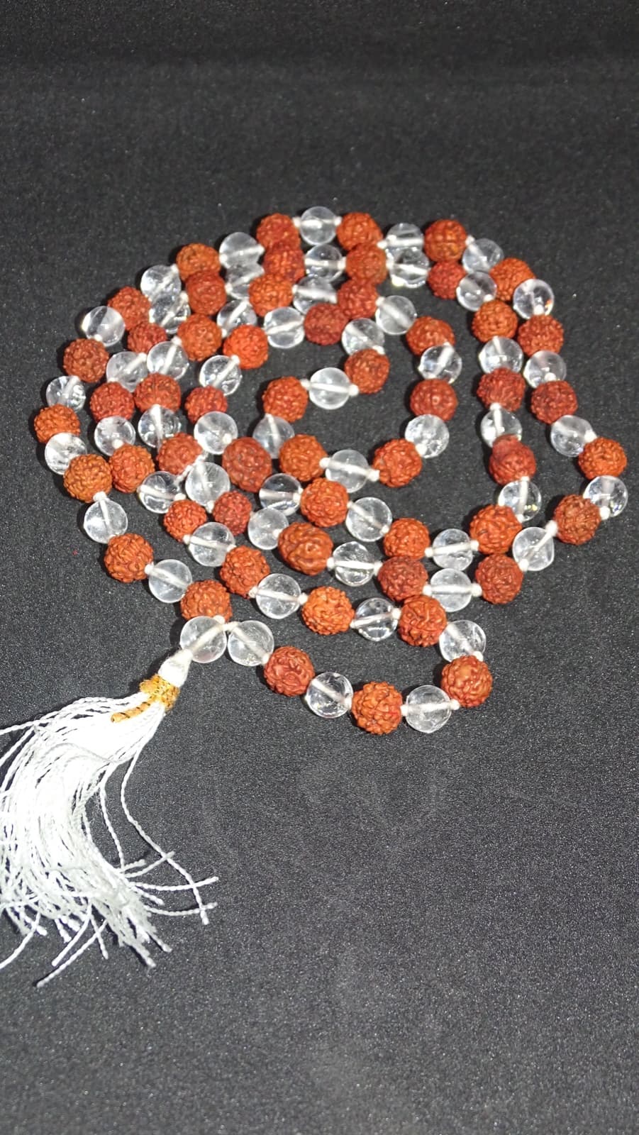 Rudraksha & Clear Quartz Jaap Mala